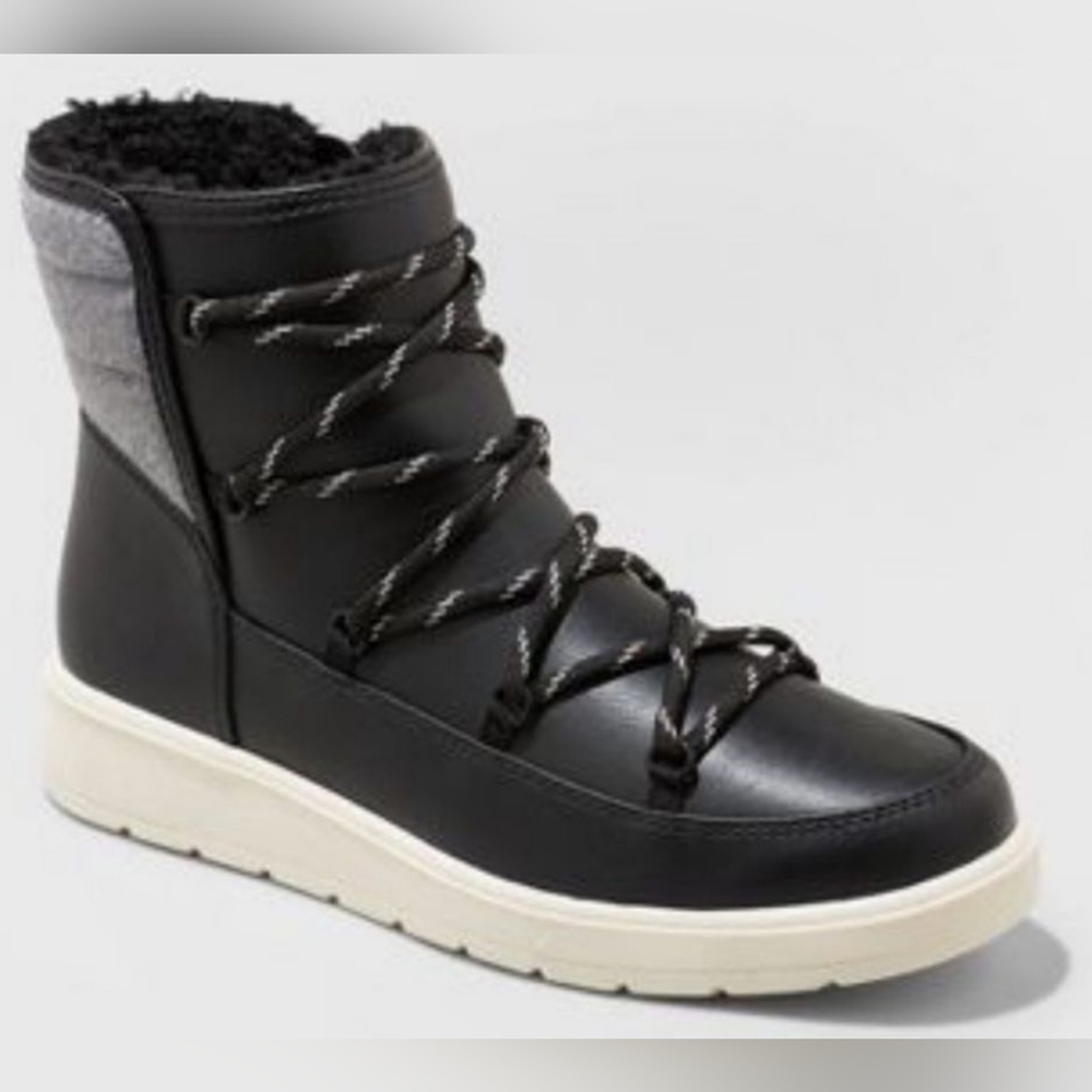 Women's Lena Puff Collar Lace-Up Boots - Universal Thread